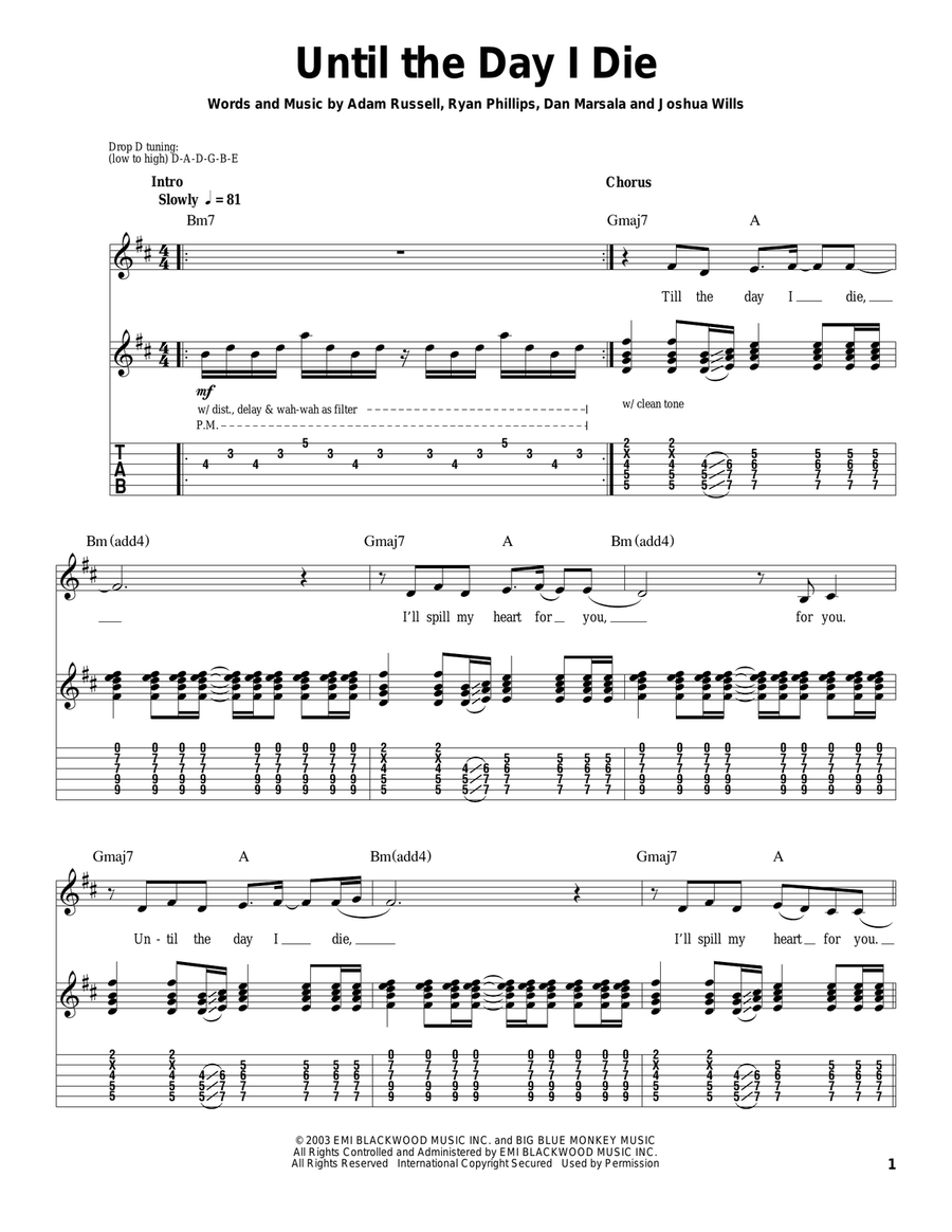 Until The Day I Die Until The Day I Die Acoustic Guitar scores gallery preview page 1