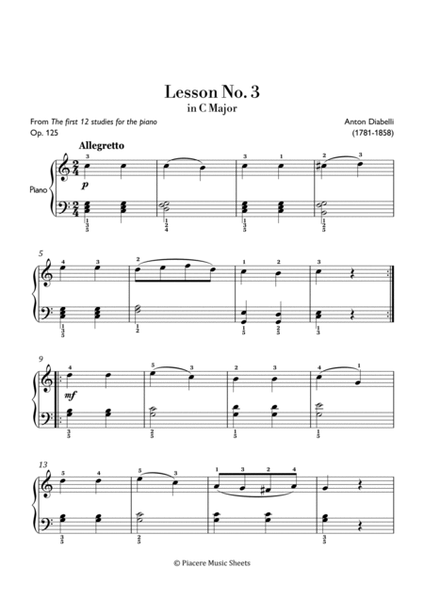 Diabelli - Lesson No. 3 (op.125) in C Major - Easy image number null