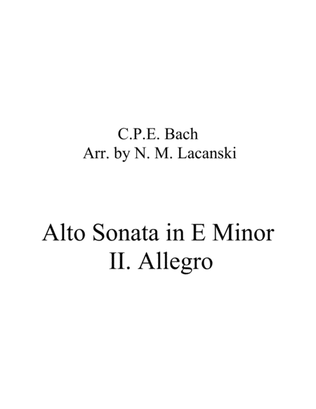 Book cover for Sonata in E Minor for Alto and String Quartet II. Allegro