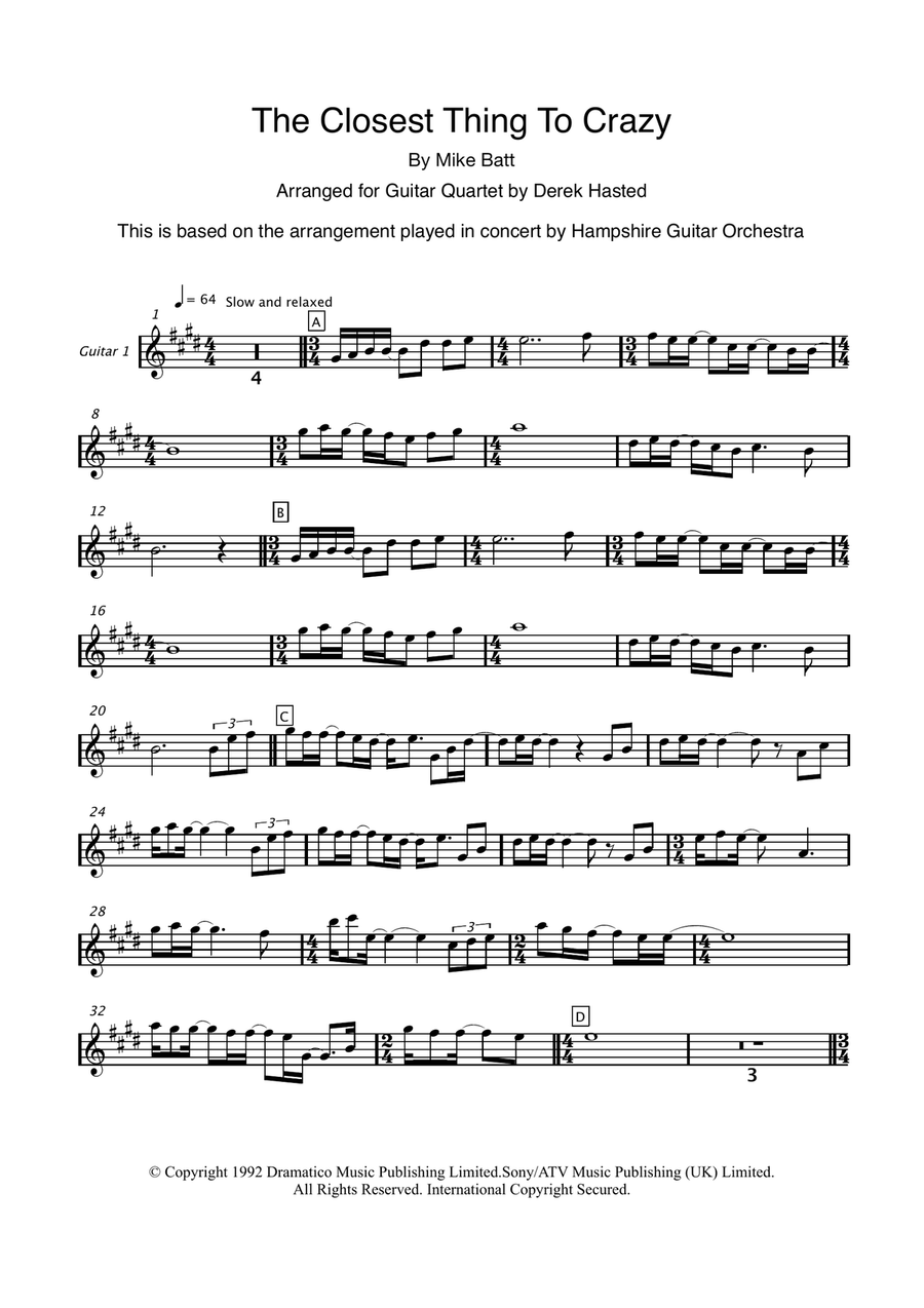 The Closest Thing To Crazy Guitar Ensemble scores gallery preview page 4