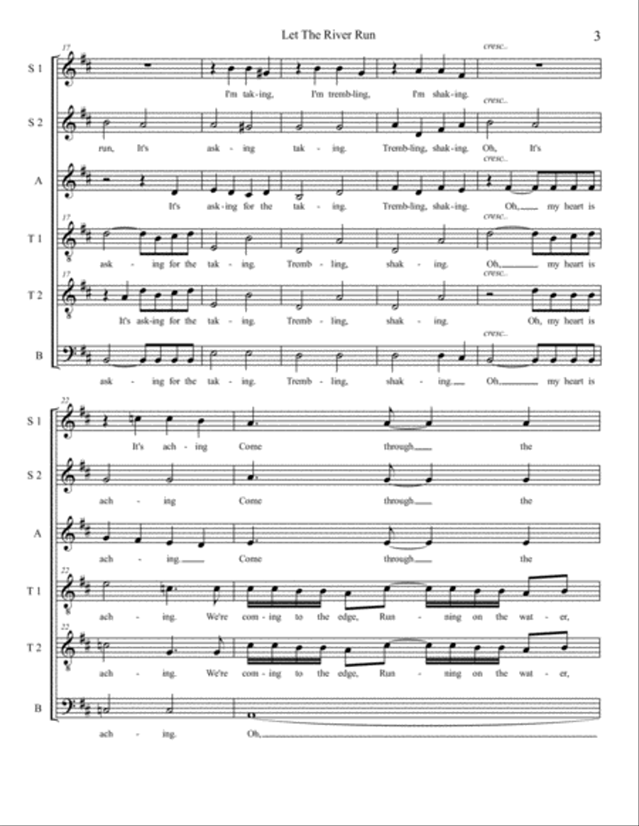 Let The River Run 4-Part scores gallery preview page 3