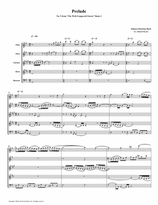 Prelude 05 from Well-Tempered Clavier, Book 2 (Woodwind Quintet)