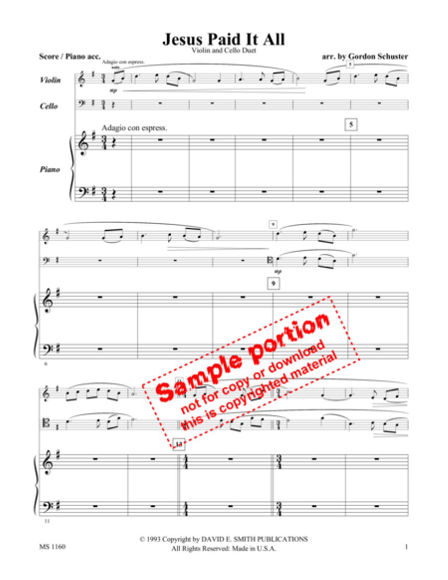 Jesus Paid It All Jesus Paid It All Piano Trio scores gallery preview page 2