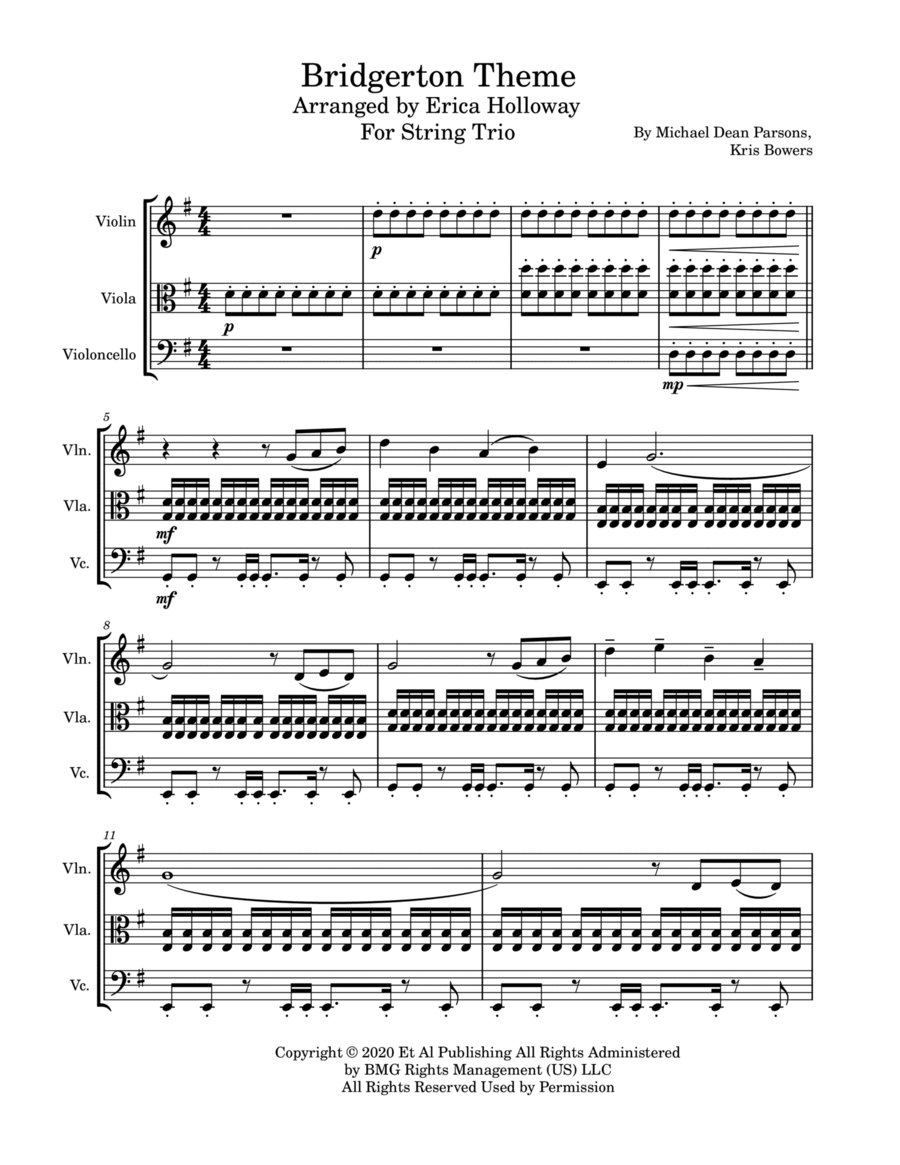 Bridgerton Main Title String Trio scores gallery preview page 1