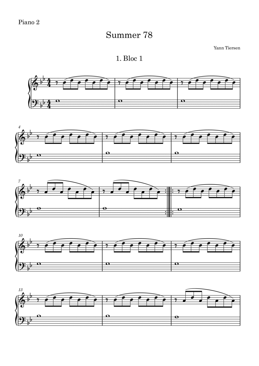 Summer 78 Easy Piano scores gallery preview page 1