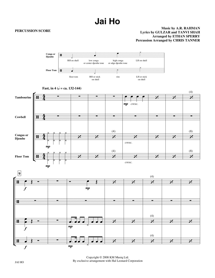 Jai Ho - Score Choir scores gallery preview page 1