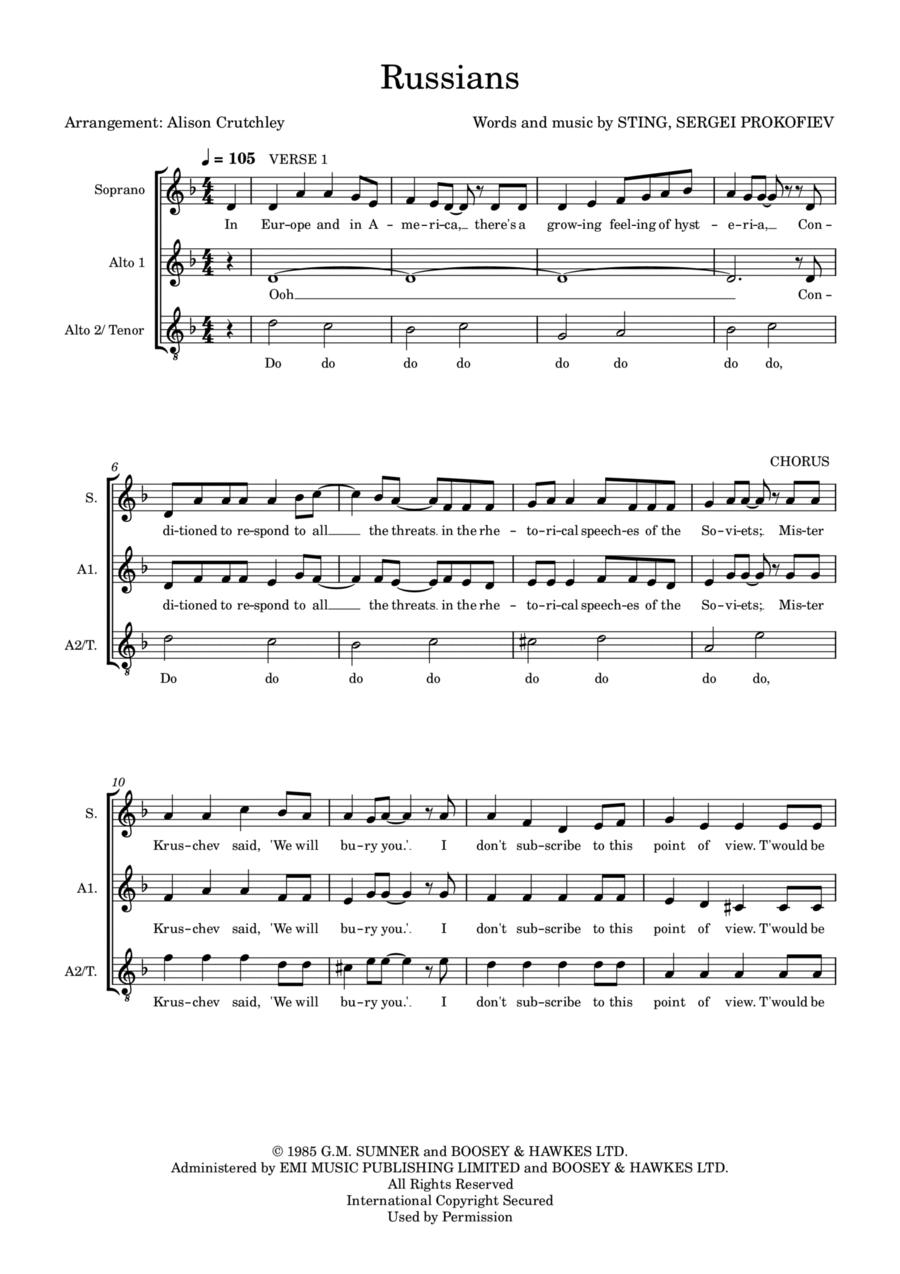 Russians Russians A Cappella scores gallery preview page 1
