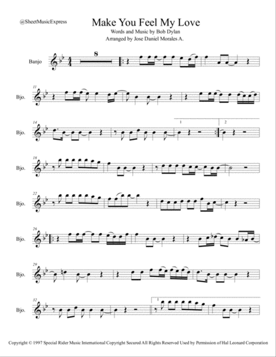 Make You Feel My Love Banjo scores gallery preview page 1