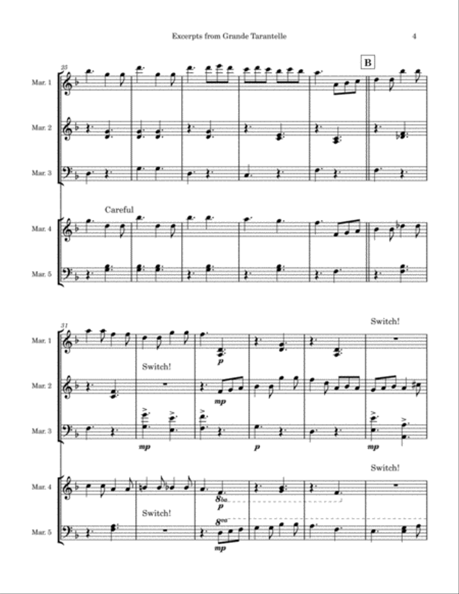 Excerpts from Grande Tarantelle Percussion Ensemble scores gallery preview page 4
