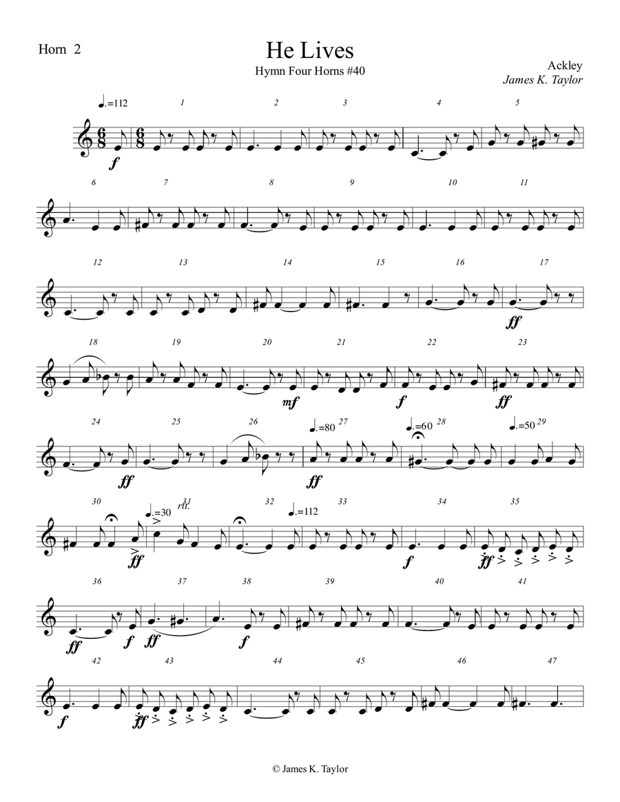 He Lives (Hymn Four Horns #40) Brass Ensemble scores gallery preview page 3