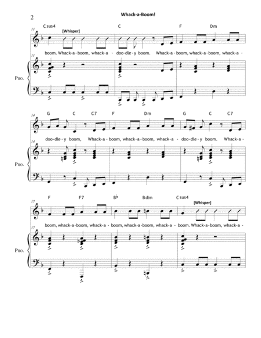Whack-A-Boom Unison Choir scores gallery preview page 2