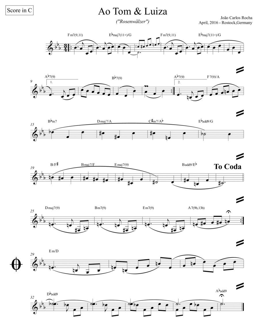 Rosenwälzer | Ao Tom & Luiza (score in C) Large Ensemble scores gallery preview page 1