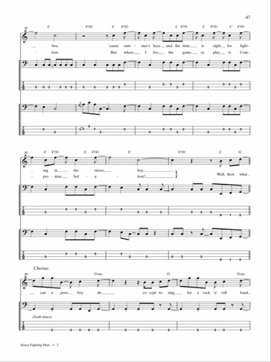 Street Fighting Man Street Fighting Man Bass Guitar Tablature scores gallery preview page 2