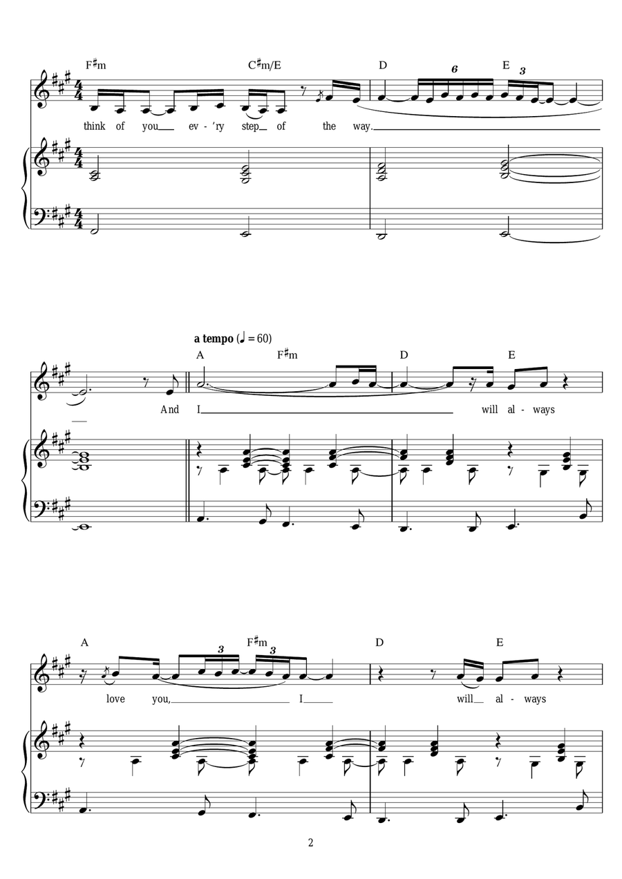 I Will Always Love You Easy Piano scores gallery preview page 2