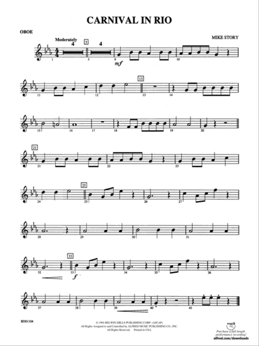 Carnival in Rio: Oboe Concert Band scores gallery preview page 1