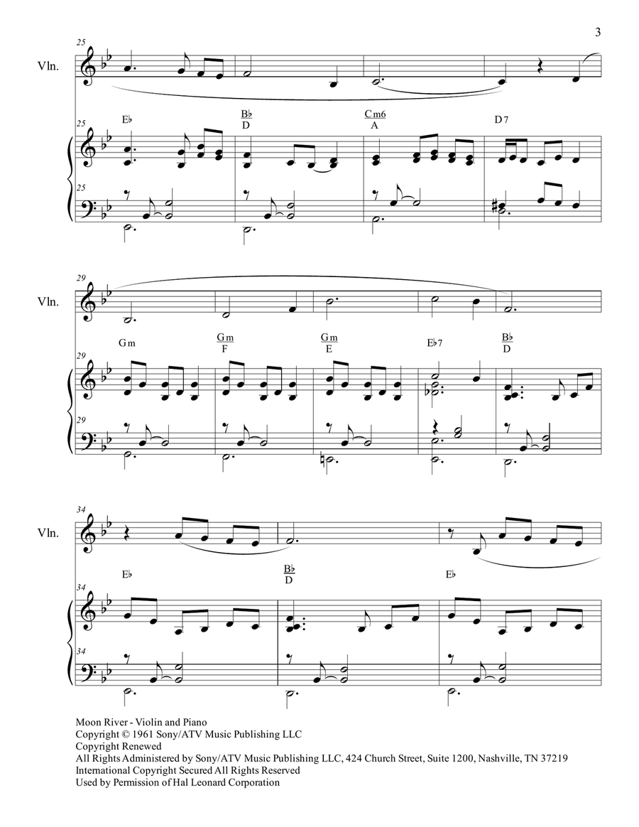 Moon River Violin Solo scores gallery preview page 3