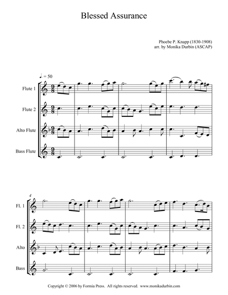 Blessed Assurance - Flute Quartet (2 C Flutes, Alto, Bass)