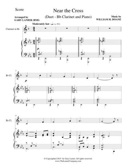 NEAR THE CROSS (Duet – Bb Clarinet and Piano/Score and Parts) image number null