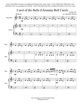 Christmas Duets for Alto Saxophone & Piano: Carol of the Bells (Ukranian Bell Carol)