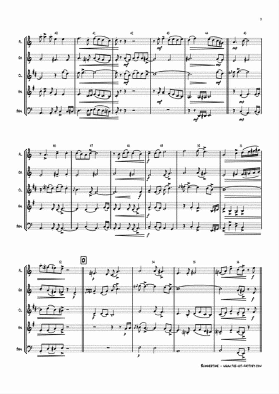 Summertime Woodwind Quintet scores gallery preview page 3