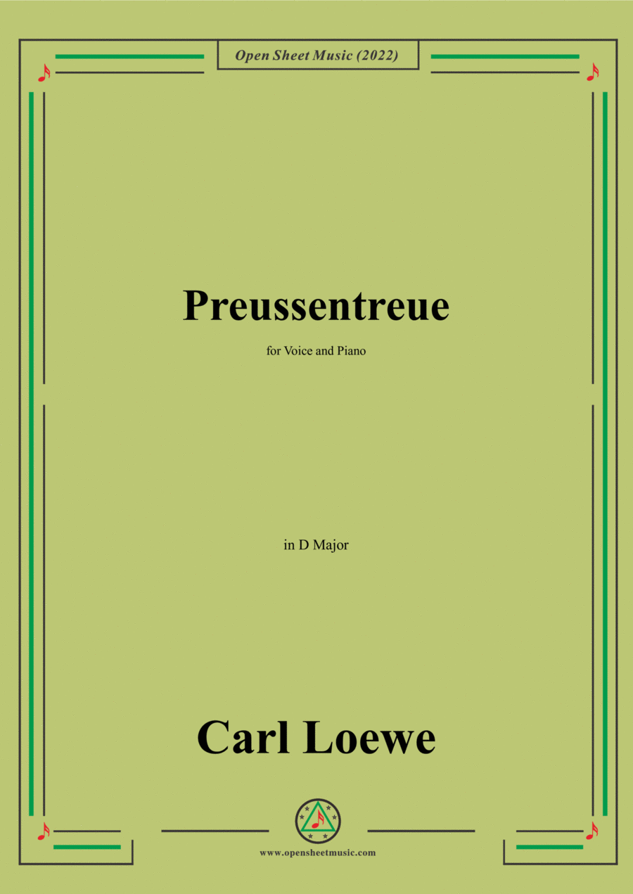 Loewe-Preussentreue,in D Major,for Voice and Piano Voice Solo scores gallery preview page 1
