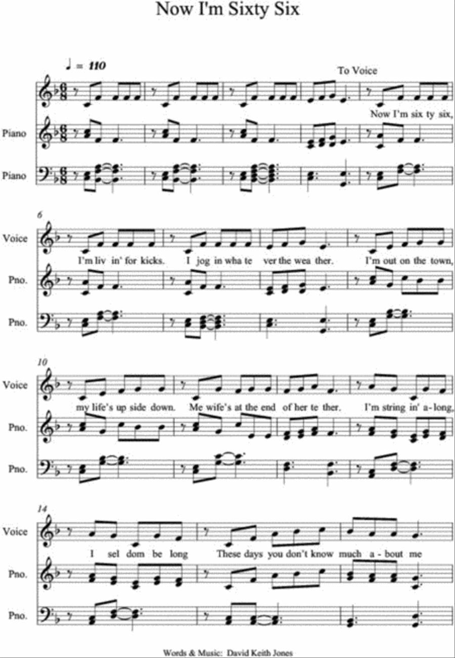 Now I'm Sixty Six Now I'm Sixty Six Voice scores gallery preview page 1