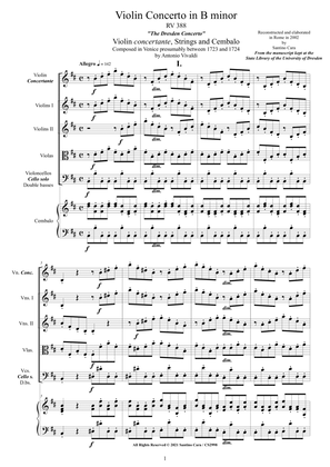 Book cover for Vivaldi - Violin Concerto in B minor - Dresden - RV 388 for Violin, Strings and Cembalo