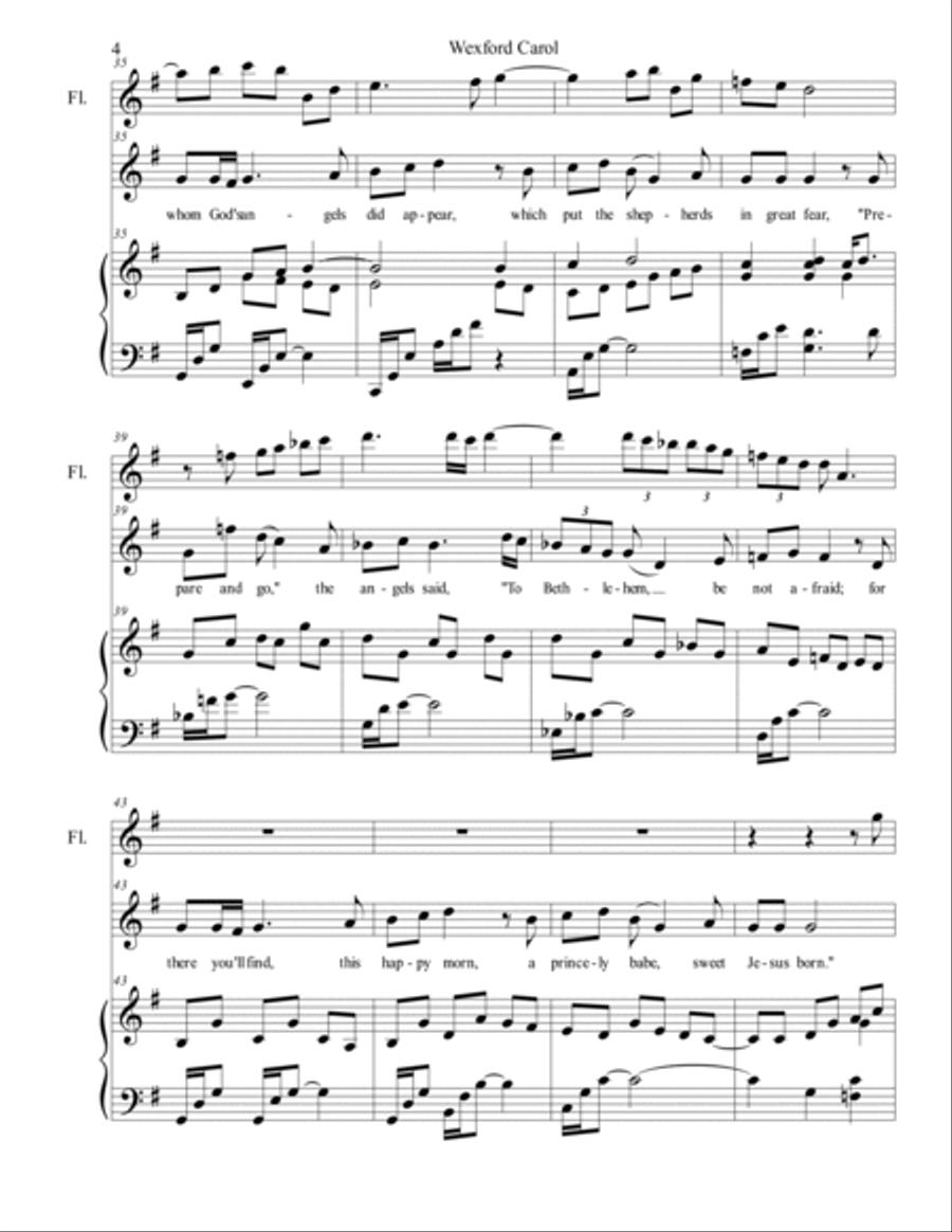 Wexford Carol, arr. Brenda Portman (voice/flute/piano) Flute scores gallery preview page 4