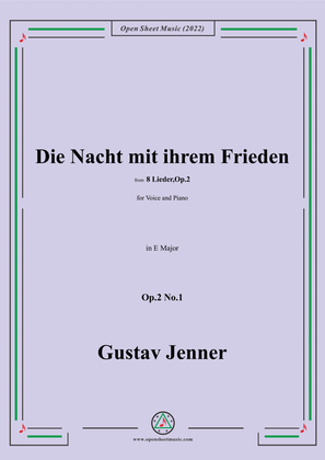 Book cover for Jenner-Die Nacht mit ihrem Frieden,in E Major,Op.2 No.1
