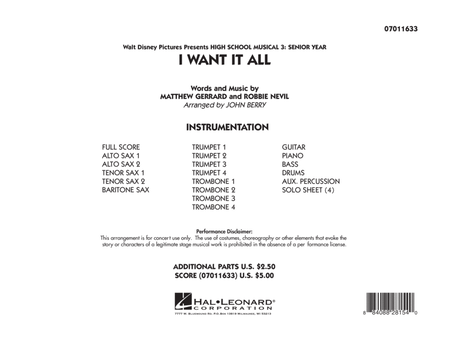 I Want It All (from "High School Musical 3") - Full Score