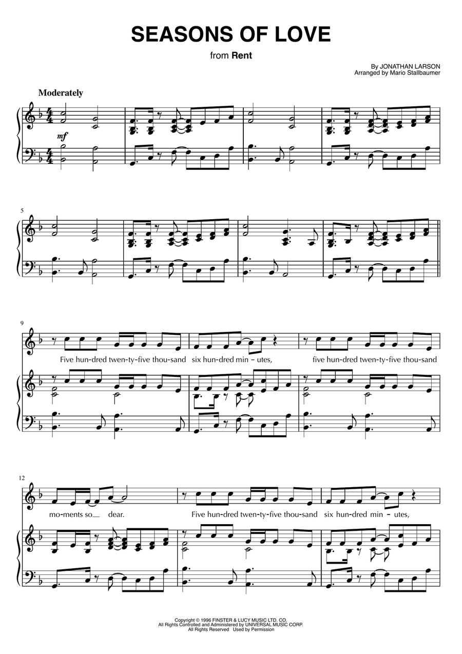Seasons Of Love Voice scores gallery preview page 1
