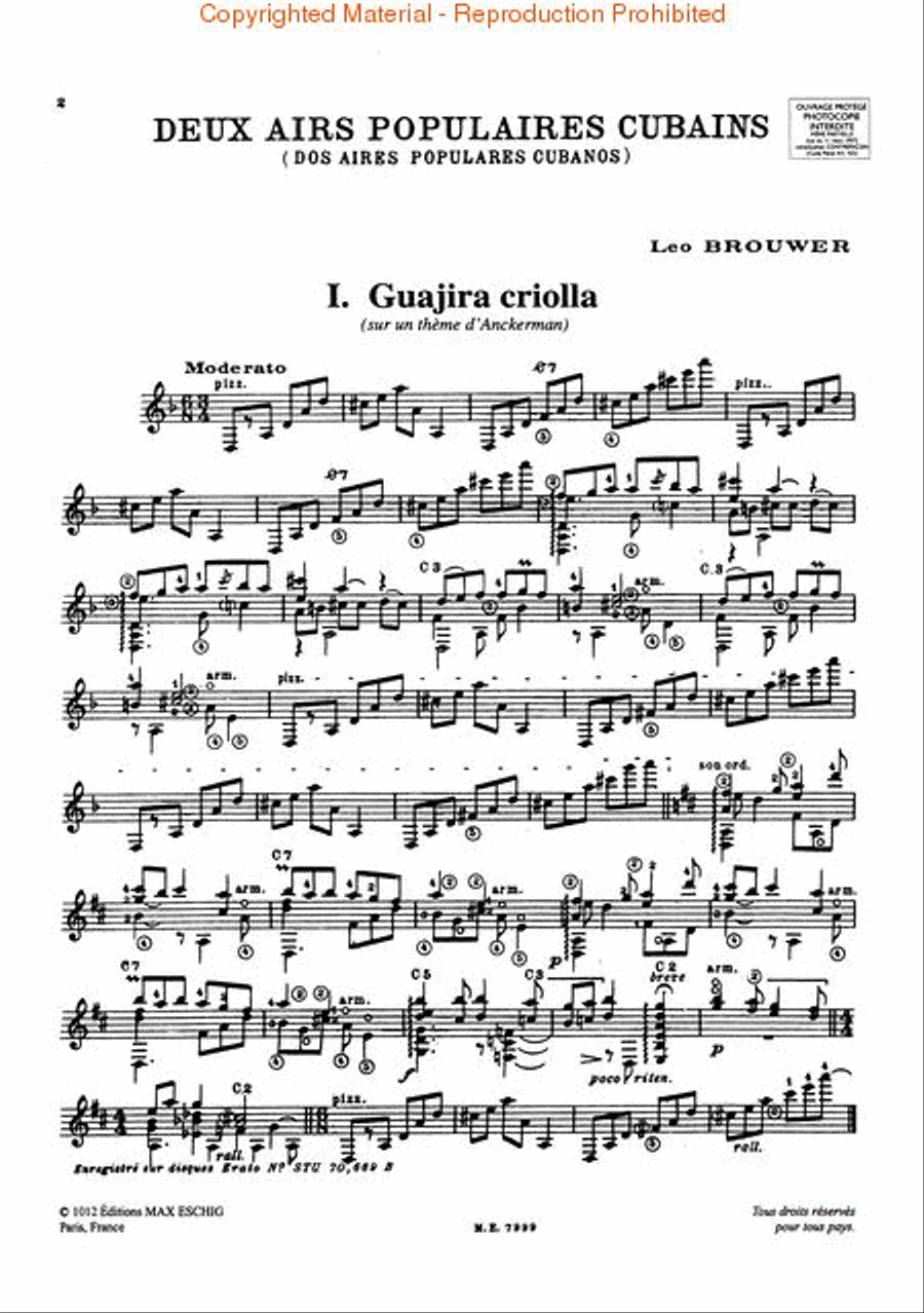 2 Airs Populaires Cubains (2 Popular Cuban Airs) Acoustic Guitar scores gallery preview page 2