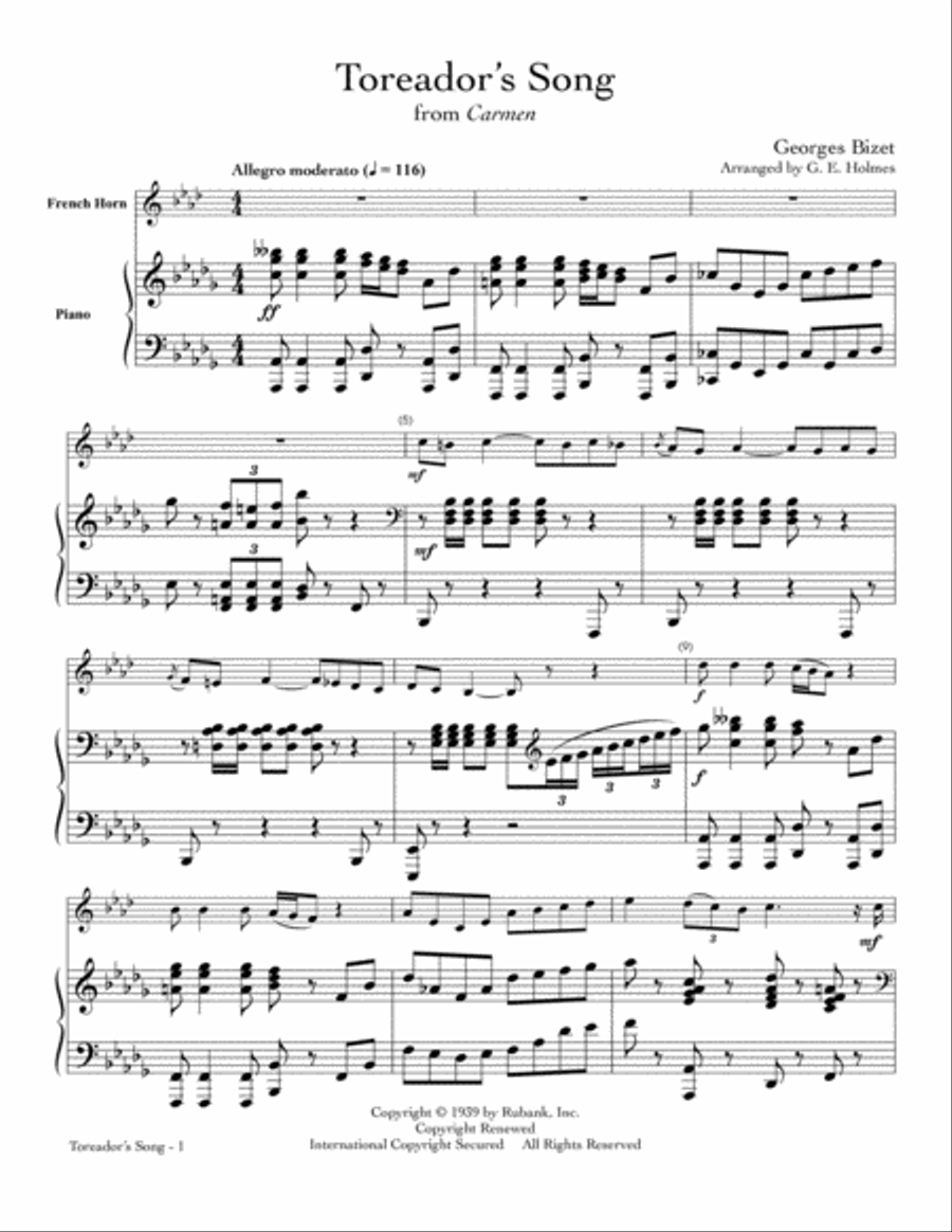Toreador's Song School and Community scores gallery preview page 1