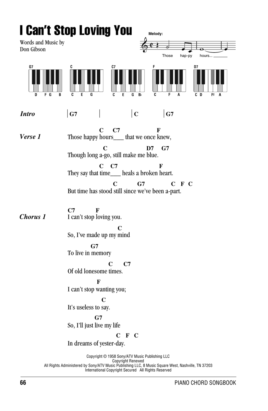 I Can't Stop Loving You Piano scores gallery preview page 1