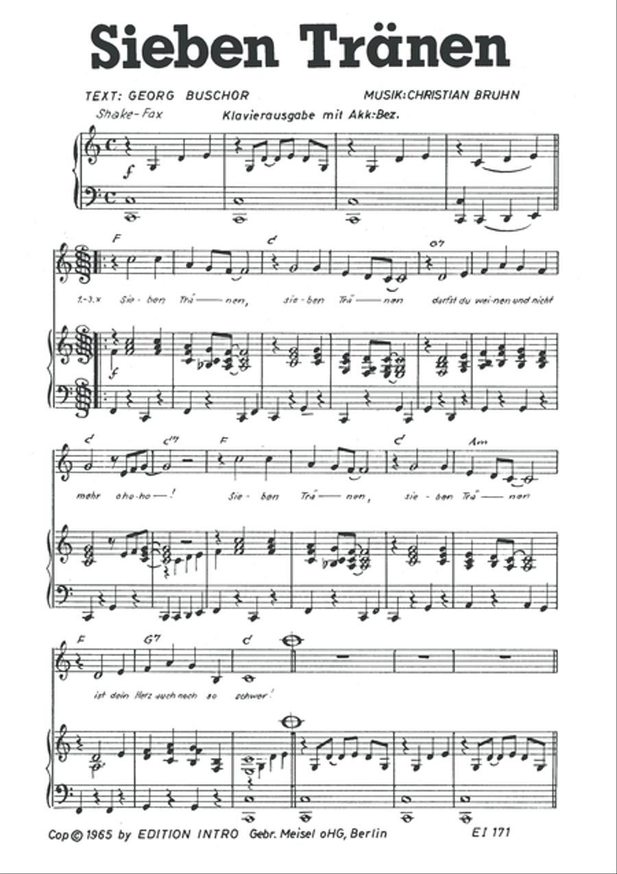 Sieben Tranen Piano, Vocal scores gallery preview page 3