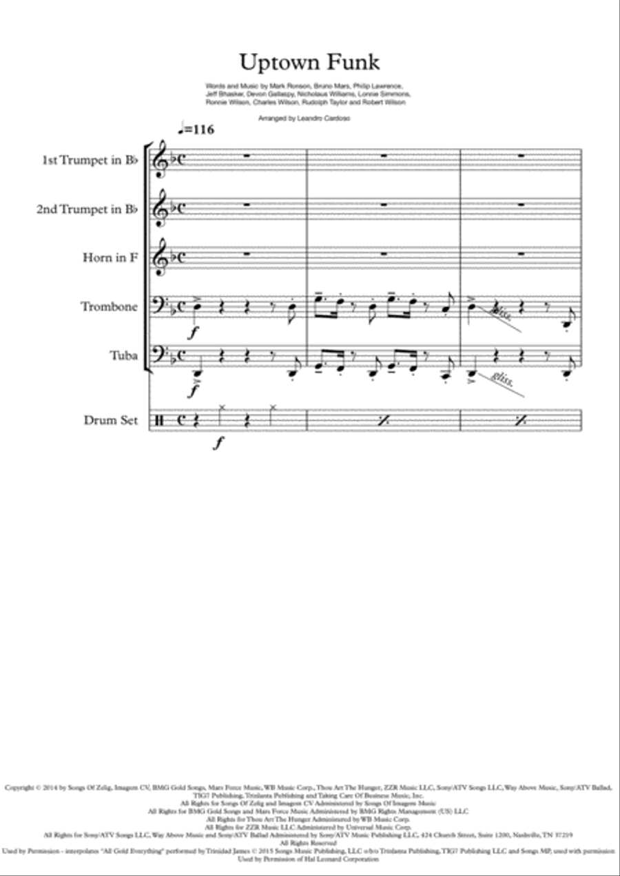 Uptown Funk Small Ensemble scores gallery preview page 1