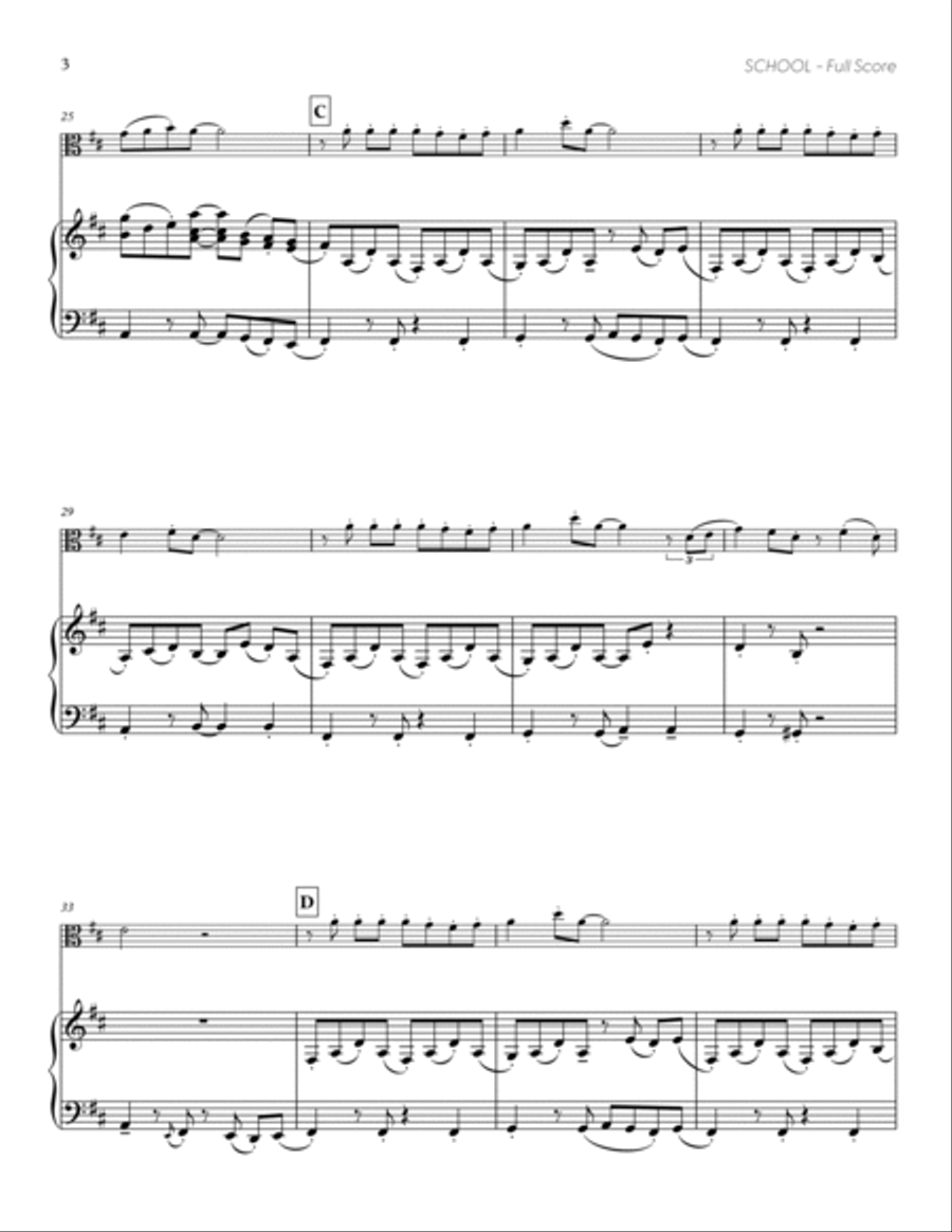 School (from DELTARUNE) (for Solo Viola with Piano Accompaniment) Piano Accompaniment scores gallery preview page 4