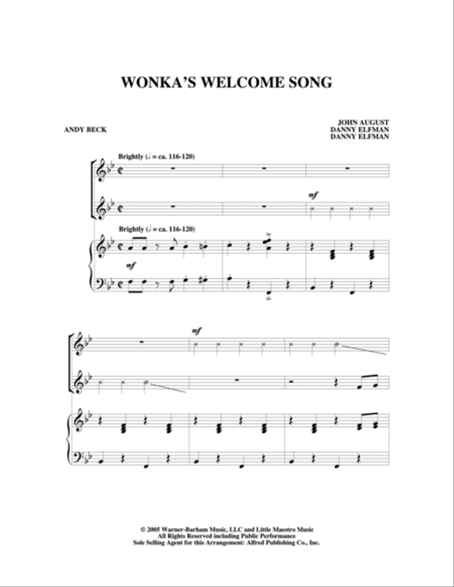 Wonka's Welcome Song 2-Part scores gallery preview page 11