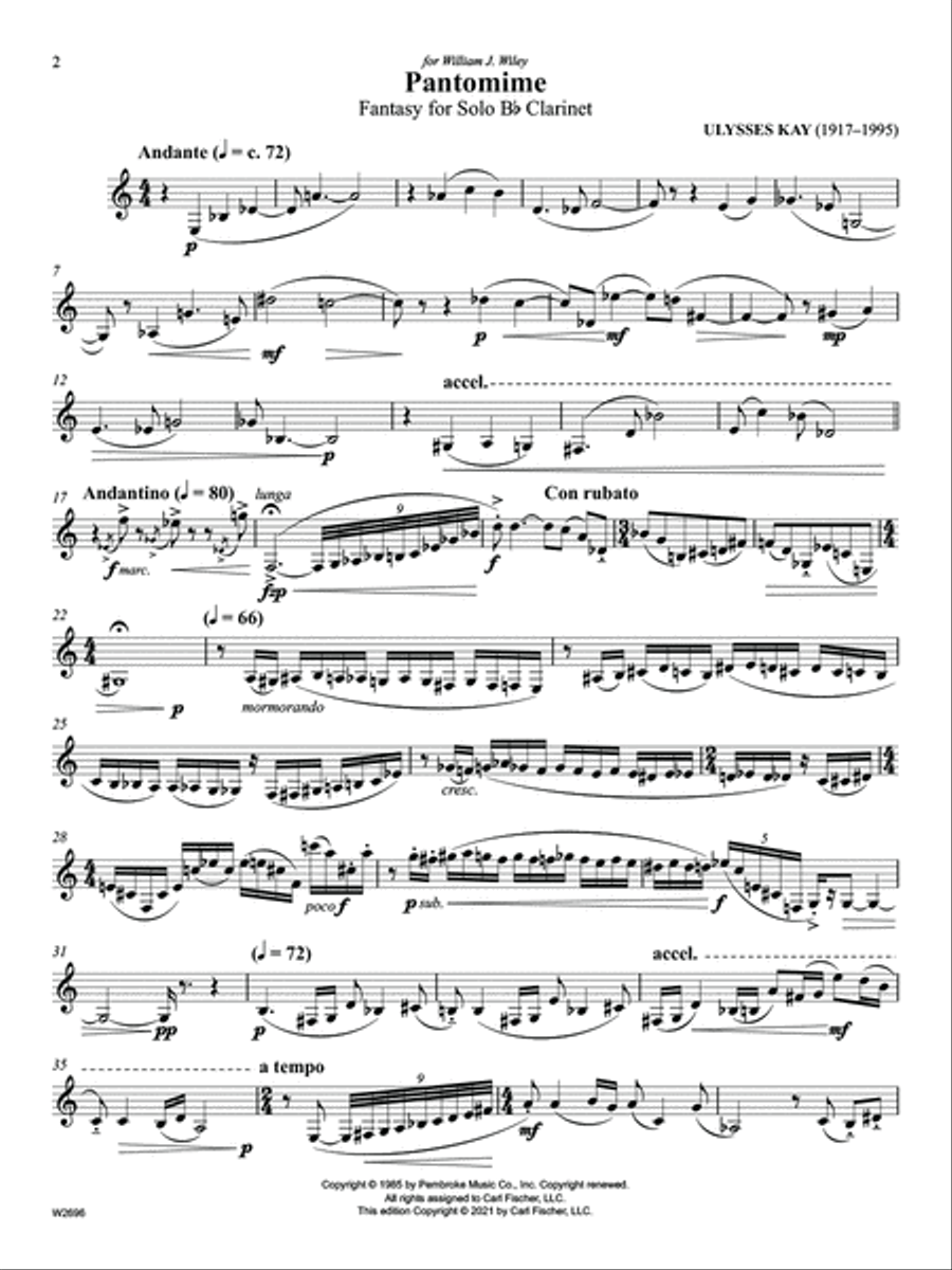 Pantomime Fantasy B-Flat Clarinet scores gallery preview page 2