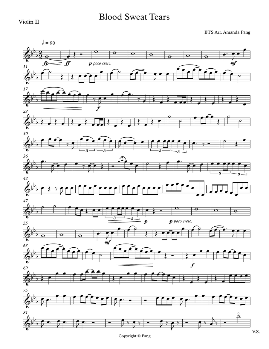 Blood, Sweat, Tears Blood, Sweat, Tears String Quartet scores gallery preview page 3