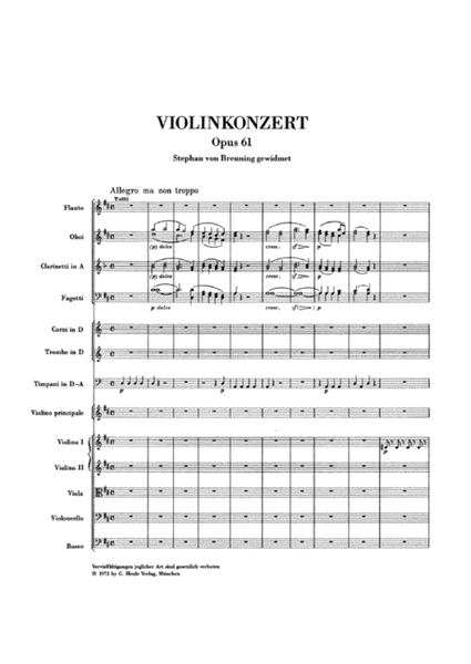 Concerto D major for Violin and Orchestra op. 61
