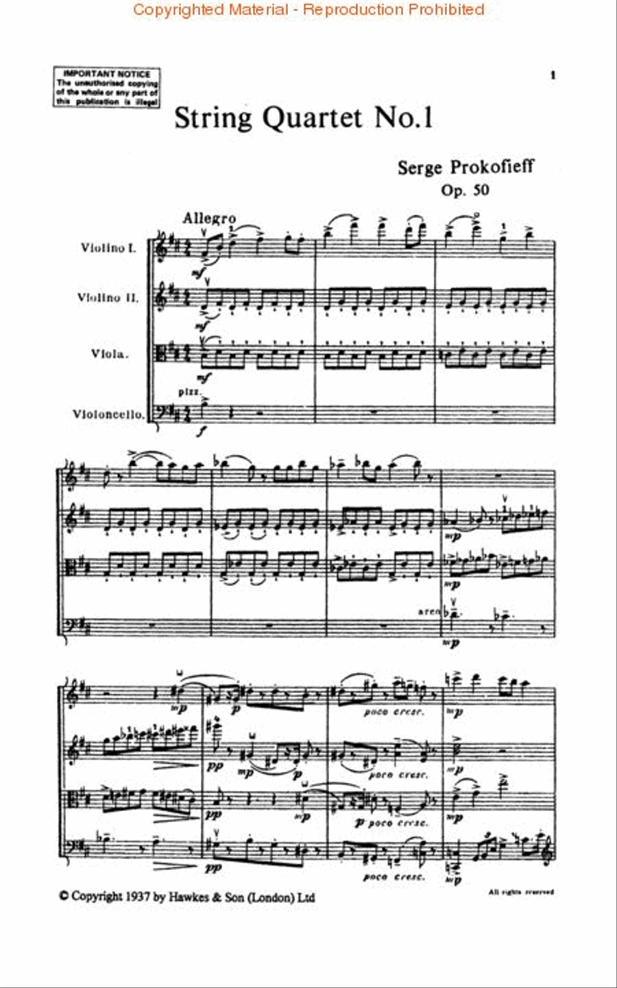 String Quartet No. 1, Op. 50 String Quartet scores gallery preview page 2