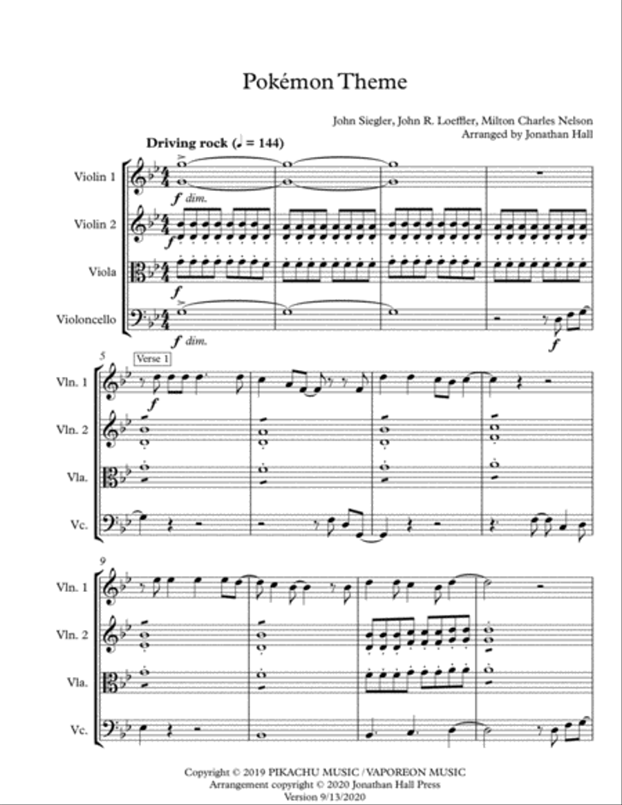 Pokemon (dance Mix) String Quartet scores gallery preview page 3