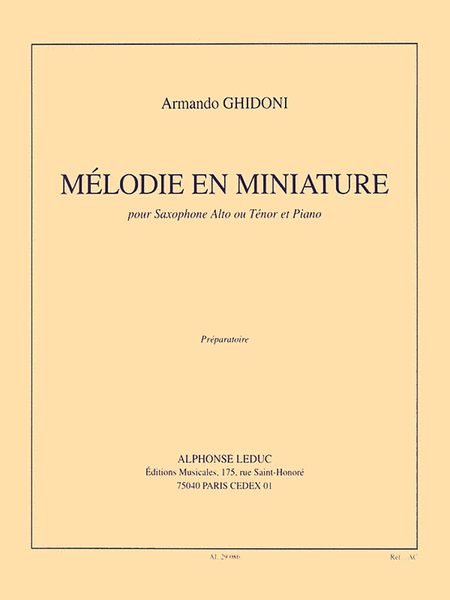 Melodie En Miniature Alto Or Tenor Sax And Piano