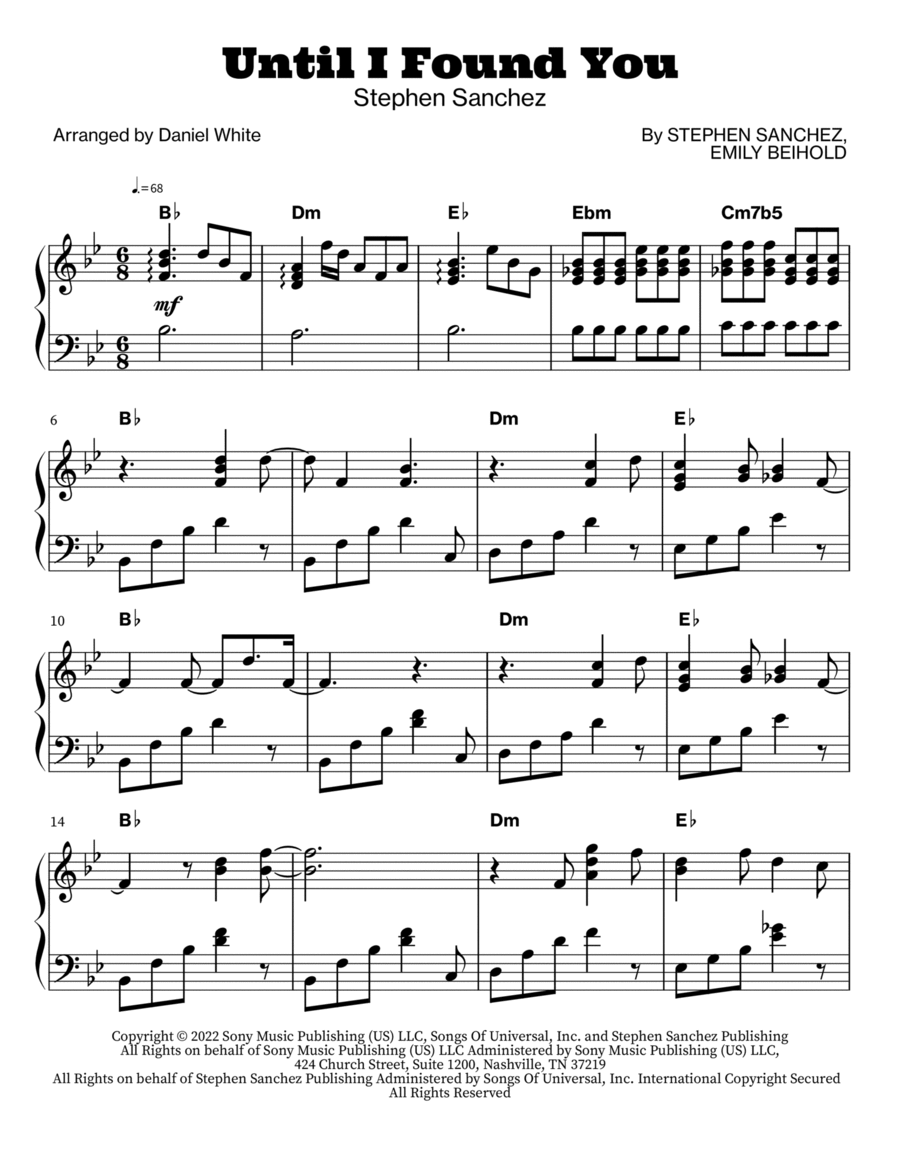 Until I Found You Piano Solo scores gallery preview page 1