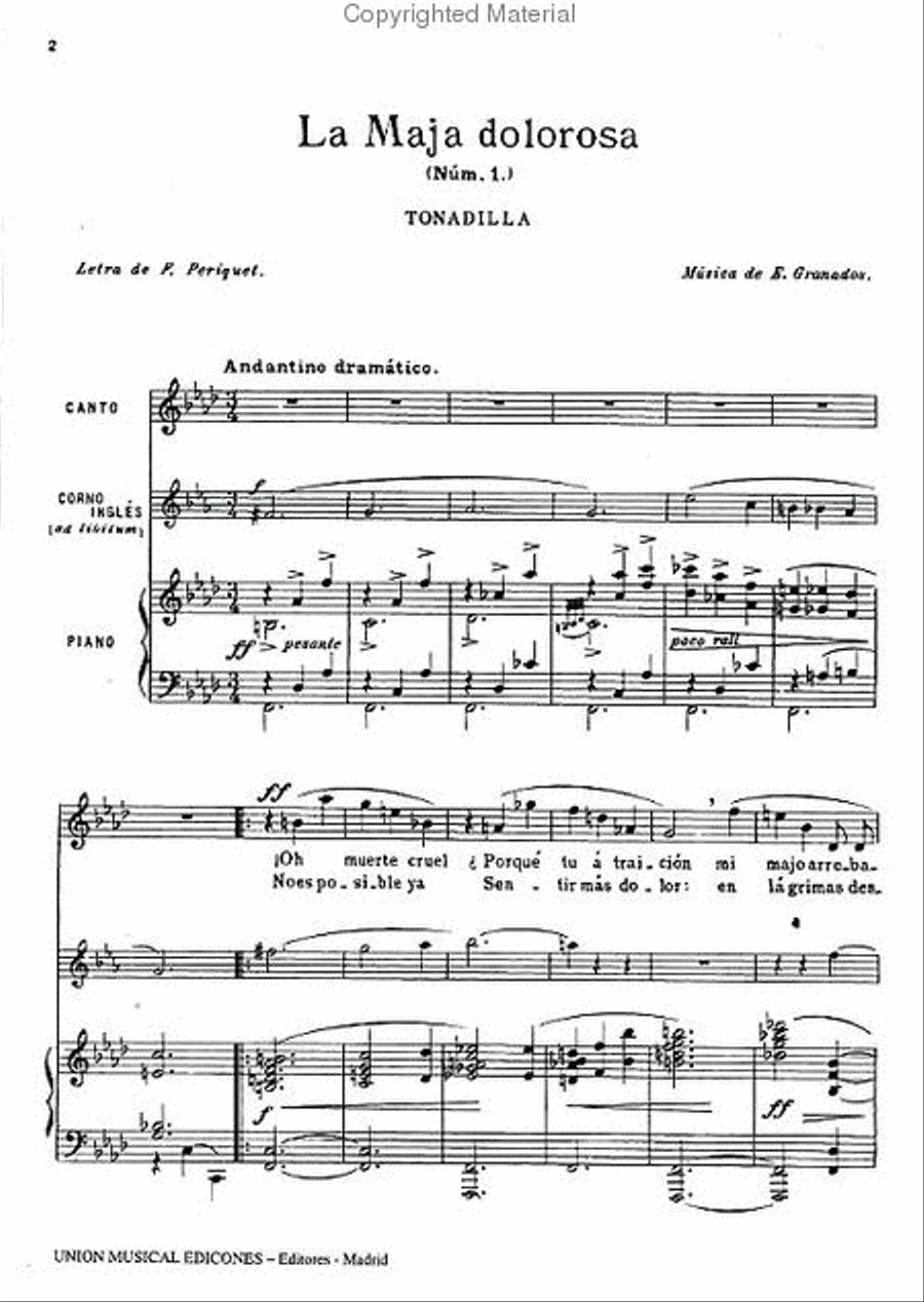 La Maja Dolorosa Voice Solo scores gallery preview page 2