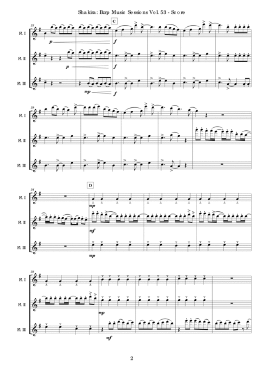 Shakira: Bzrp Music Sessions Vol. 53 Woodwind Trio scores gallery preview page 3