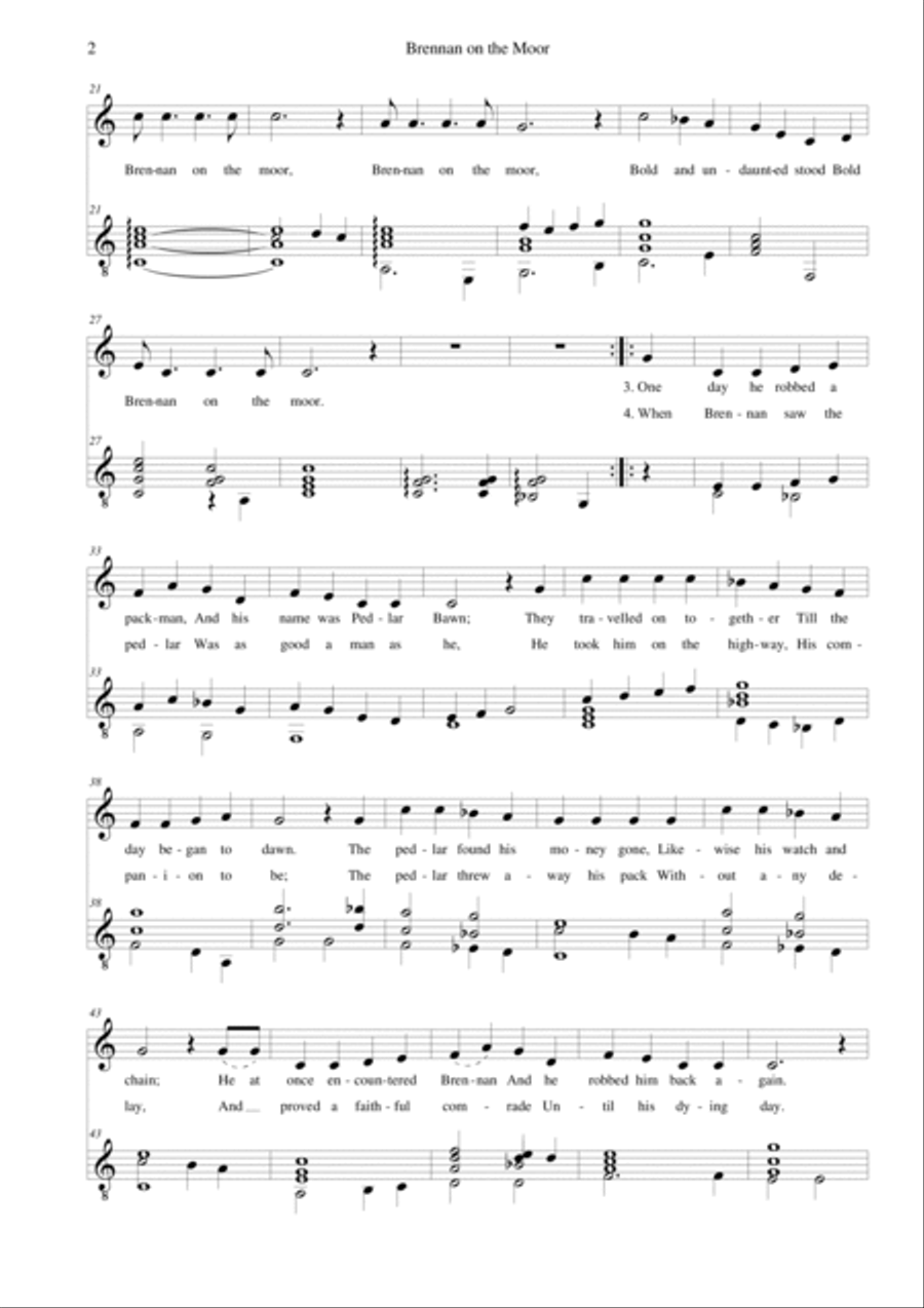 Brennan on the moor for low voice and classical guitar Acoustic Guitar scores gallery preview page 2