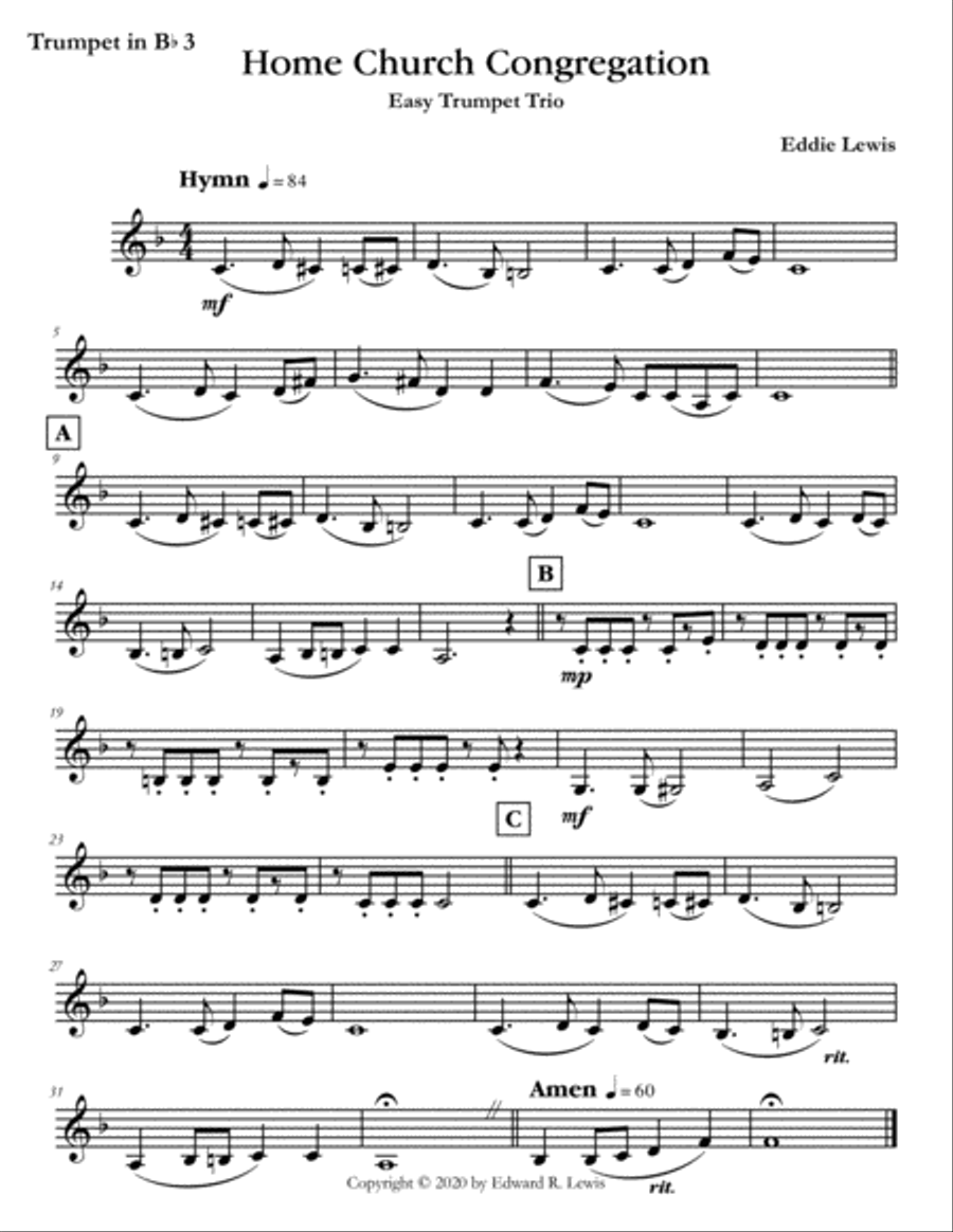 Home Church Congregation Easy Trumpet Trio Choir scores gallery preview page 4