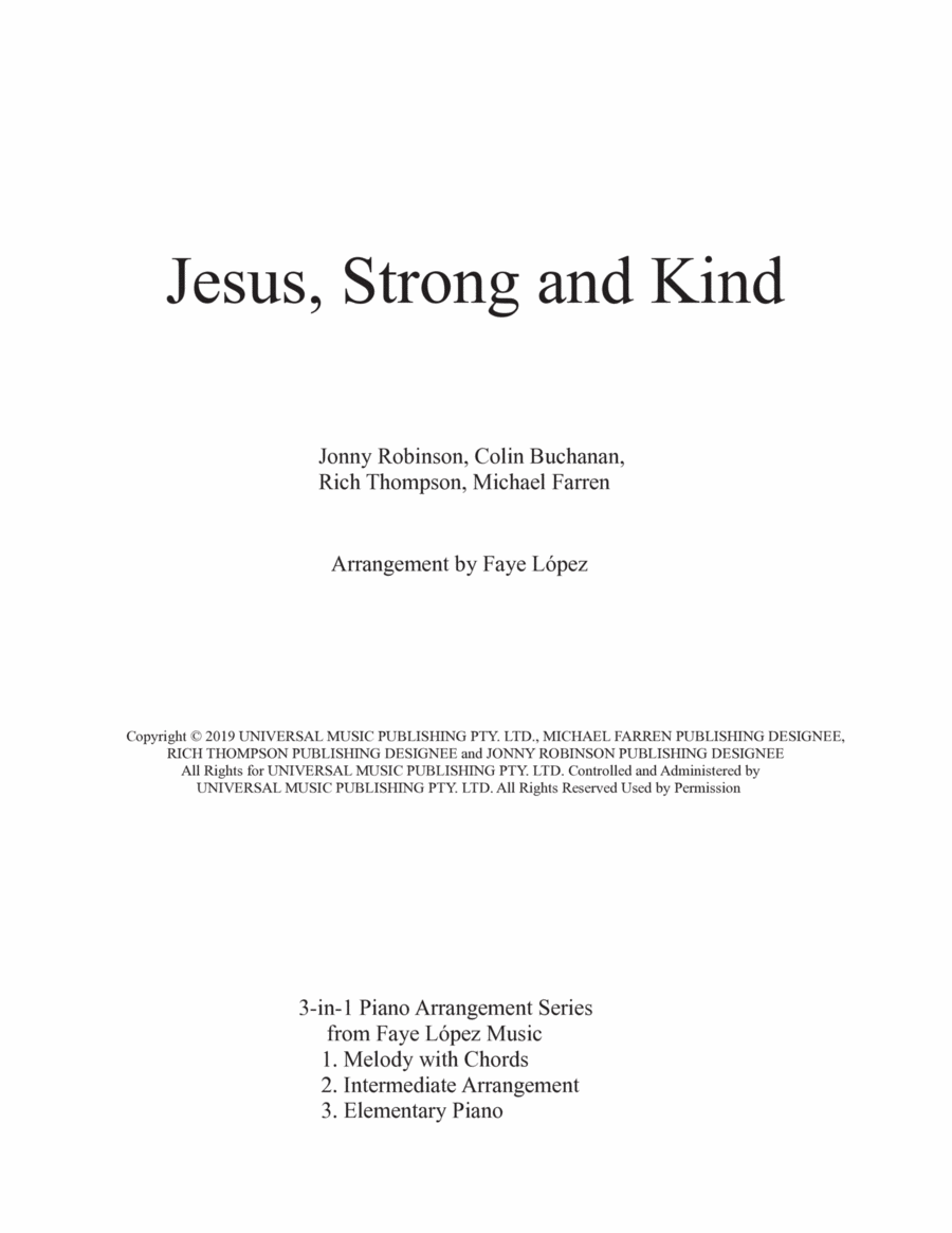 Jesus, Strong And Kind Jesus, Strong And Kind Piano Solo scores gallery preview page 1